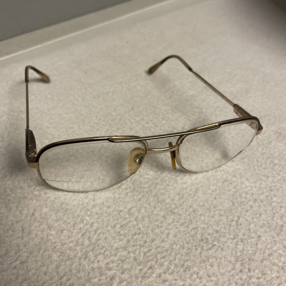 Vintage L'Amy GIL F Aviator Glasses Frames Gold Tone Semi Rimless France 54-17